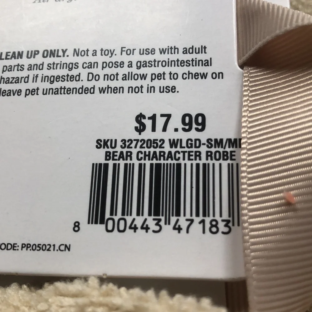 NWT hooded bear dog robe towel S/M